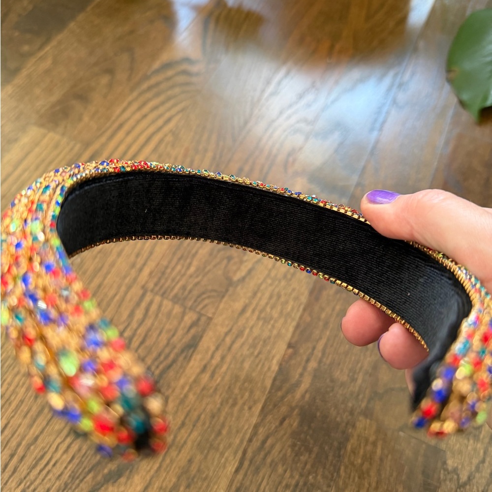 Multicolor Jeweled Padded Headband - Picture 4 of 4